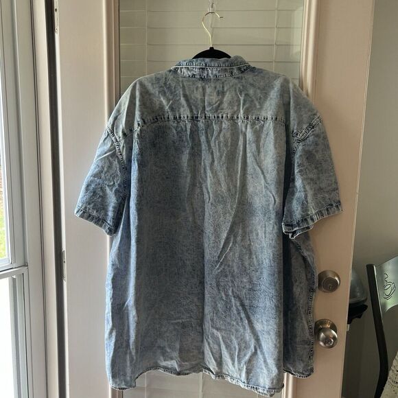 Foundry Men’s Button Up Shirt 4XL Stone Wash Acid Wash - Picture 2 of 5